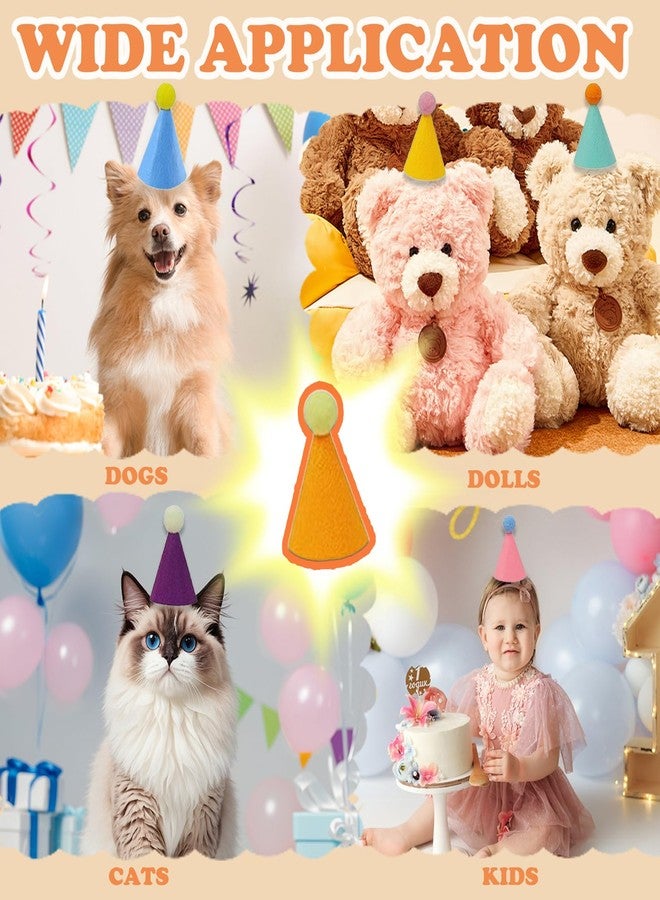 Ldmfcpa 24 Pcs Mini Party Hats for Stuffed Animals, Colorful Mini Felt Cone Hats for Dolls Dogs Cats Rabbits Toys, Birthday Party Hat Holiday Accessories Decoration Supplies (24) - Image 3